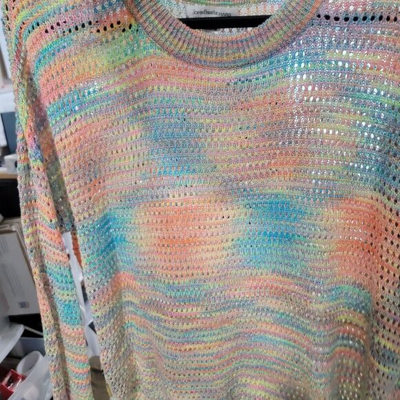 John Paul Richard Sweater XL Pullover Colorful Pride Open Knit Rainbow Acrylic - Picture 3 of 16